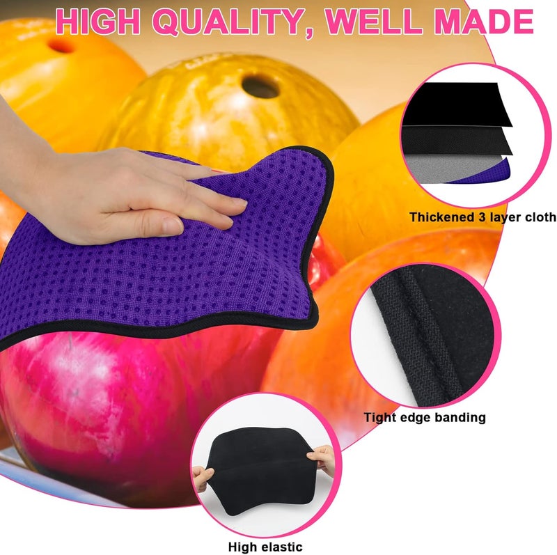 Anglekai 3 Pack Bowling Ball Towels, 10" x 8" Microfiber Bowling Shammy Accessories with Easy-Grip Dots Non-Slip (Blue+Purple+Pink) - Image 4